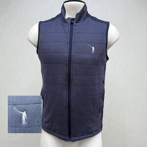 Men's Quilted Navy Full-Zip Vest with Embroidered Logo
